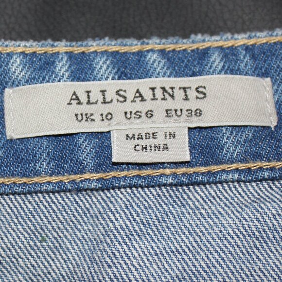 All Saints Philly Denim Embroidered Mini Skirt size 6 - Picture 7 of 9